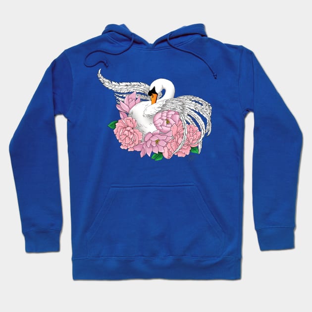 Swan and Flowers Hoodie by tigressdragon